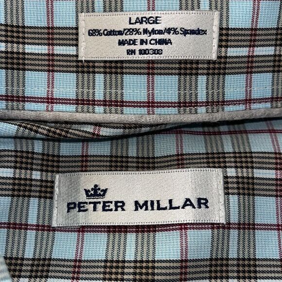 Peter Millar Cotton/Nylon/Spandex Travel Business Shirt L Men’s Modified Button - Picture 3 of 6